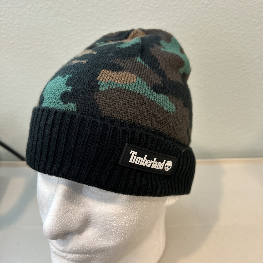 Timberland Beanie Mens Maudslay Camp Jacquard Brown Green Camo TB0A2NJZ CD1